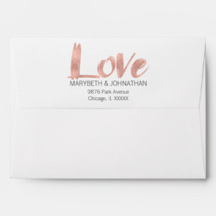 Modern Rose Gold Love Wedding Invitation Envelope