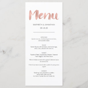 Modern Rose Gold Love Wedding Menu Card
