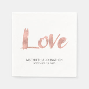 Modern Rose Gold Love Wedding Paper Napkins