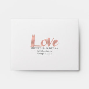 Modern Rose Gold Love Wedding RSVP Envelope