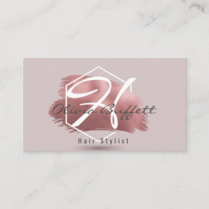 Modern rose gold makeup artist hair stylist business card