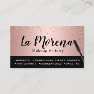 Modern Rose Gold Makeup Artistry Business Card