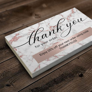 Modern Rose Gold Marble Business Thank You Business Card