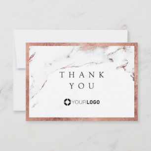Modern rose gold marble luxe business thank you