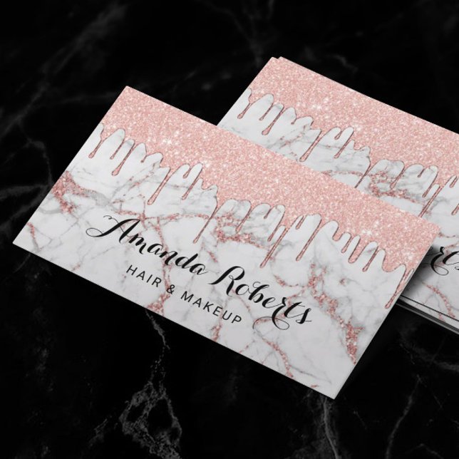 Modern Rose Gold Marble Makeup Artist Hair Salon Business Card (Creator Uploaded)