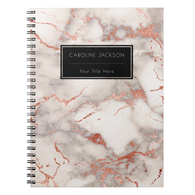 modern rose gold marble spiral notebook (Front)