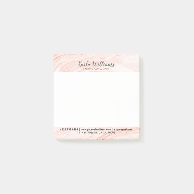 Modern Rose-gold Marble Swirls Post-it Notes (Front)