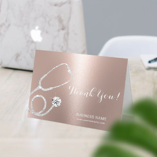 Modern Rose Gold Medical Theme Thank You