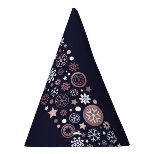 Modern rose gold metallic snowflake wave party hat