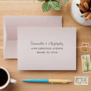 Modern Rose Gold Monogram Wedding RSVP Envelope