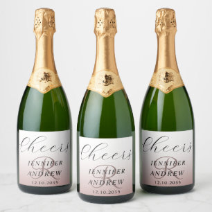 Modern Rose Gold Monogram Wedding Sparkling Wine Sparkling Wine Label