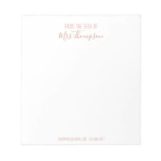 Modern Rose Gold Name Script From The Desk Of Notepad