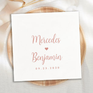 Modern Rose Gold Personalised Heart Wedding  Napkin