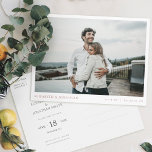Modern Rose Gold Photo Wedding Save the Date Invitation Postcard<br><div class="desc">This simple, stylish modern photo wedding save the date postcard template features your names, date and wedding locale in an elegant shade of rose gold beneath your photo. You might choose to change the font, punctuation or colour used for various text elements of this design on the front and/or back....</div>