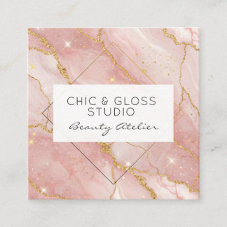 Modern Rose Gold Quartz Beauty Salon Square Business Card