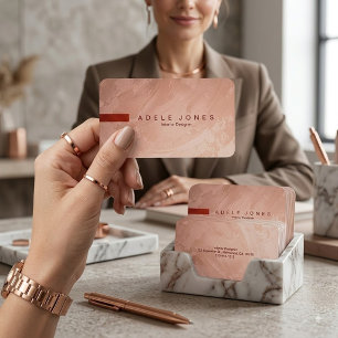 Modern Rose Gold & Red Minimalist Luxury Business Card