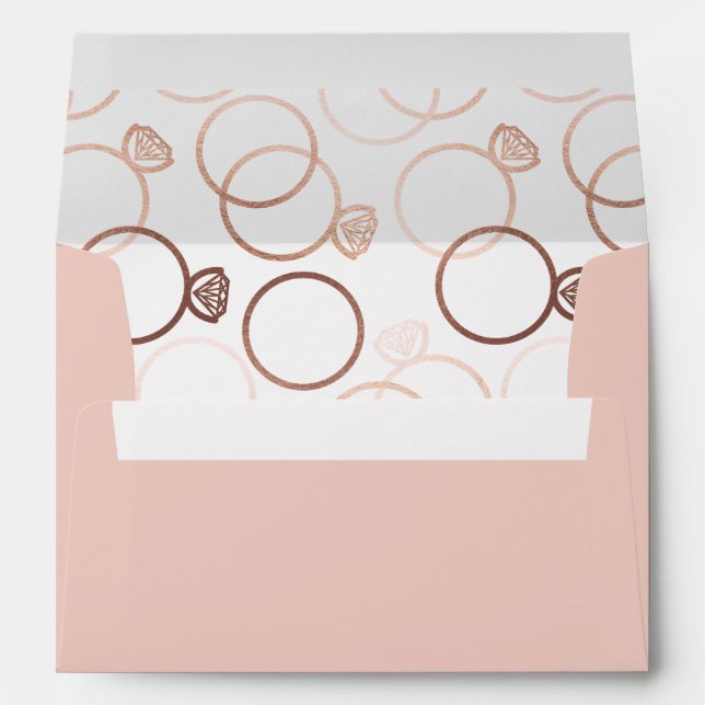Modern Rose Gold Rings Wedding Invitation Envelope (Back (Bottom))