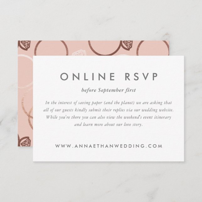 Modern Rose Gold Rings Wedding Online RSVP Card (Front/Back)