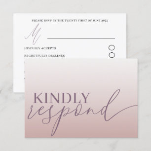 Modern Rose Gold RSVP Calligraphy Wedding Card