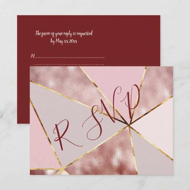 Modern Rose Gold RSVP Postcard (Front/Back)