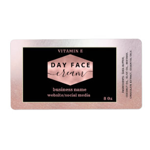 Modern rose gold script face cream label