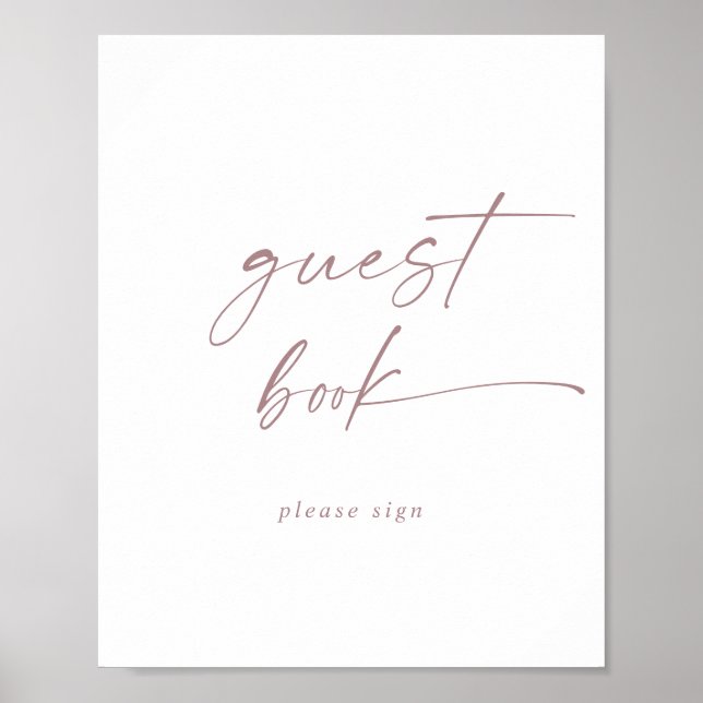 Modern Rose Gold Script Guest Book Sign (Front)