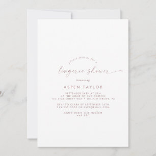 Modern Rose Gold Script Lingerie Shower Invitation