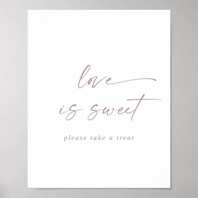 Modern Rose Gold Script Love Is Sweet Wedding Sign (Front)