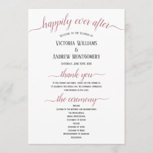 Modern Rose Gold Script Minimal Wedding Ceremony Programme