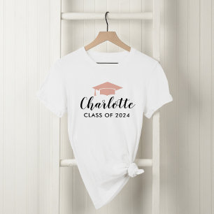 Modern Rose Gold Script Name 2025 Graduation Photo T-Shirt