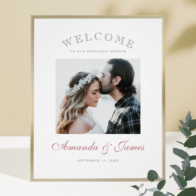 Modern Rose Gold Script Photo Wedding Welcome Poster (Creator Uploaded)