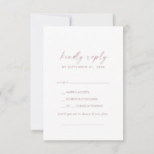 Modern Rose Gold Script Song Request RSVP Card