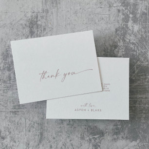 Modern Rose Gold Script Thank You Card