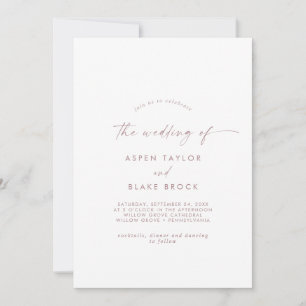 Modern Rose Gold Script The Wedding Of Invitation