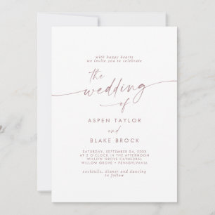 Modern Rose Gold Script Wedding Invitation
