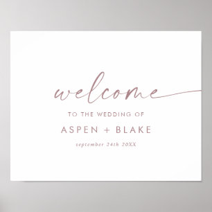 Modern Rose Gold Script Wedding Welcome Poster