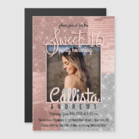 Modern Rose Gold Silver Glitter Photo Sweet 16