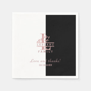 Modern Rose Gold Split Custom Monogram L Napkin