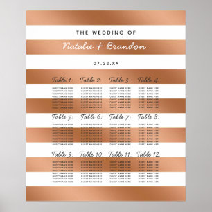 Modern Rose Gold Stripes Table Seating Chart