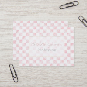 Modern Rose Gold Strokes Chequered White Pattern Business Card