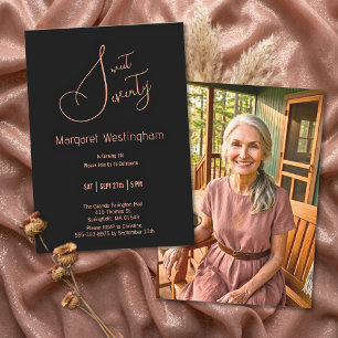 Modern Rose Gold Sweet 70th Photo Birthday Invitation
