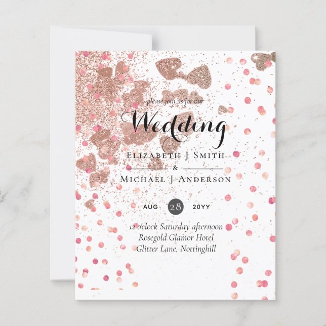 Modern Rose Gold Trendy Budget Wedding (Front)