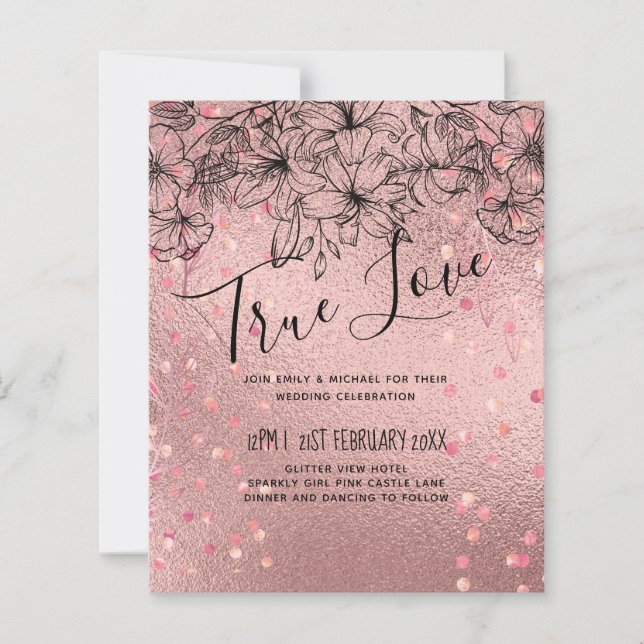 Modern Rose Gold Trendy Budget Wedding (Front)