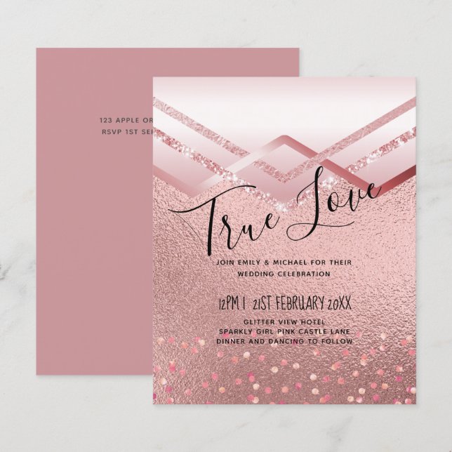Modern Rose Gold Trendy Budget Wedding (Front/Back)