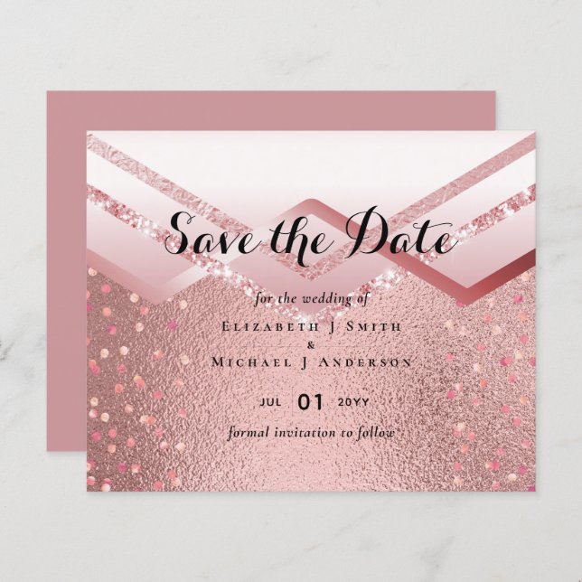 Modern Rose Gold Trendy Budget Wedding (Front/Back)