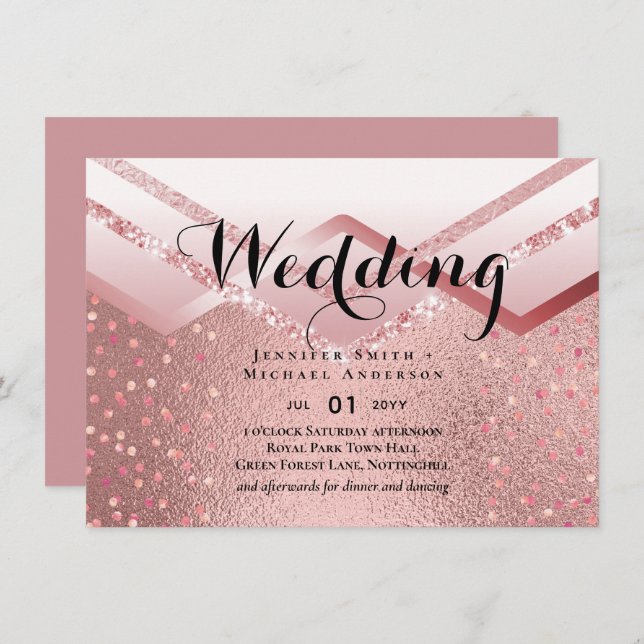 Modern Rose Gold Trendy Budget Wedding (Front/Back)