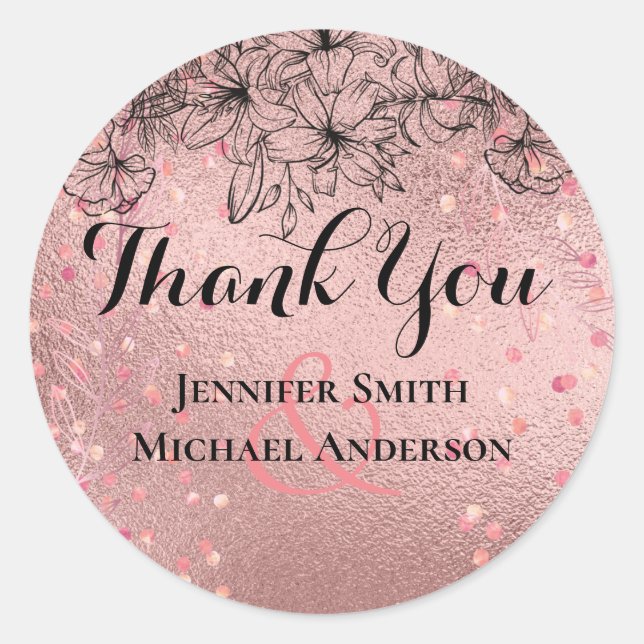 Modern Rose Gold Trendy Budget Wedding Classic Round Sticker (Front)