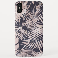 Modern Rose Gold Tropical Leaves Pattern
