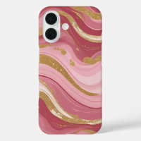 Modern Rose Gold Veins Liquid Ink Art