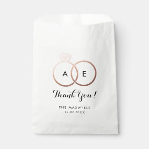 Modern Rose Gold Wedding Rings Favour Bag